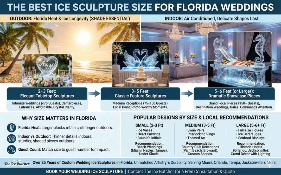 What Size Ice Sculpture Is Best for Weddings? Florida Wedding Guide by The Ice Butcher